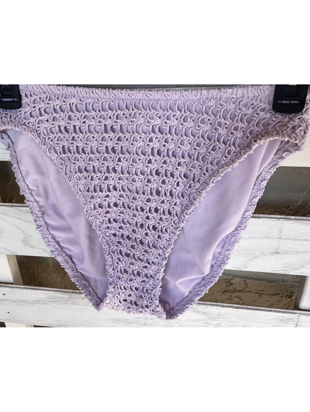 Vintage Victoria Secret Swim High Waist Bikini Bottom Size S Crochet